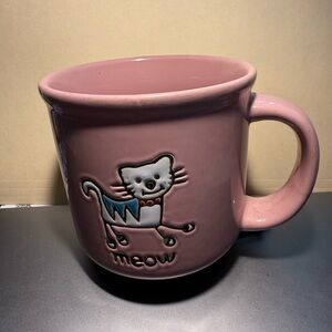 Pink Cat Mug with Meow Design